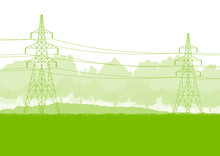 High Voltage Power Transmission Tower Line Green Ecology Energy
