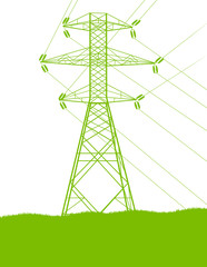 High voltage power transmission tower line green ecology energy