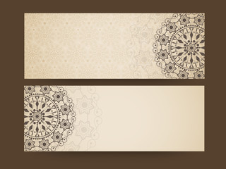 Wall Mural - Floral design decorated website header or banner set.