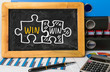 © cacaroot - win-win hand drawing on blackboard