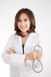 © Nonwarit - Asian medicine doctor woman, closeup portrait on white backgroun