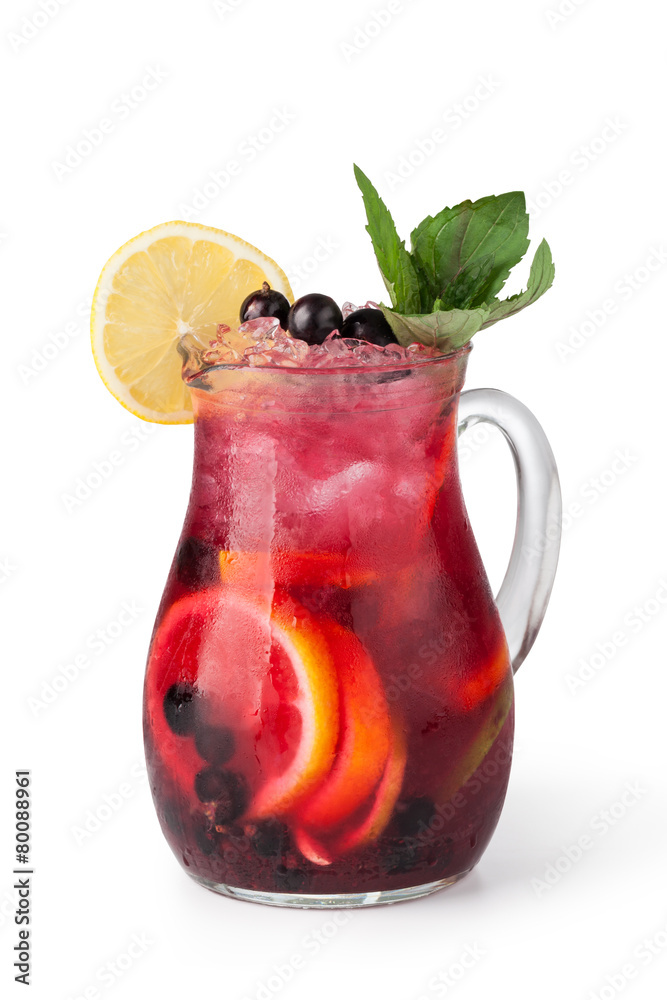 Glasses of fruit drinks with ice cubes - obrazy, fototapety, plakaty 