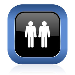 couple square glossy icon people sign team symbol