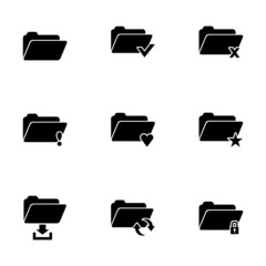 Sticker - Vector black folder icon set