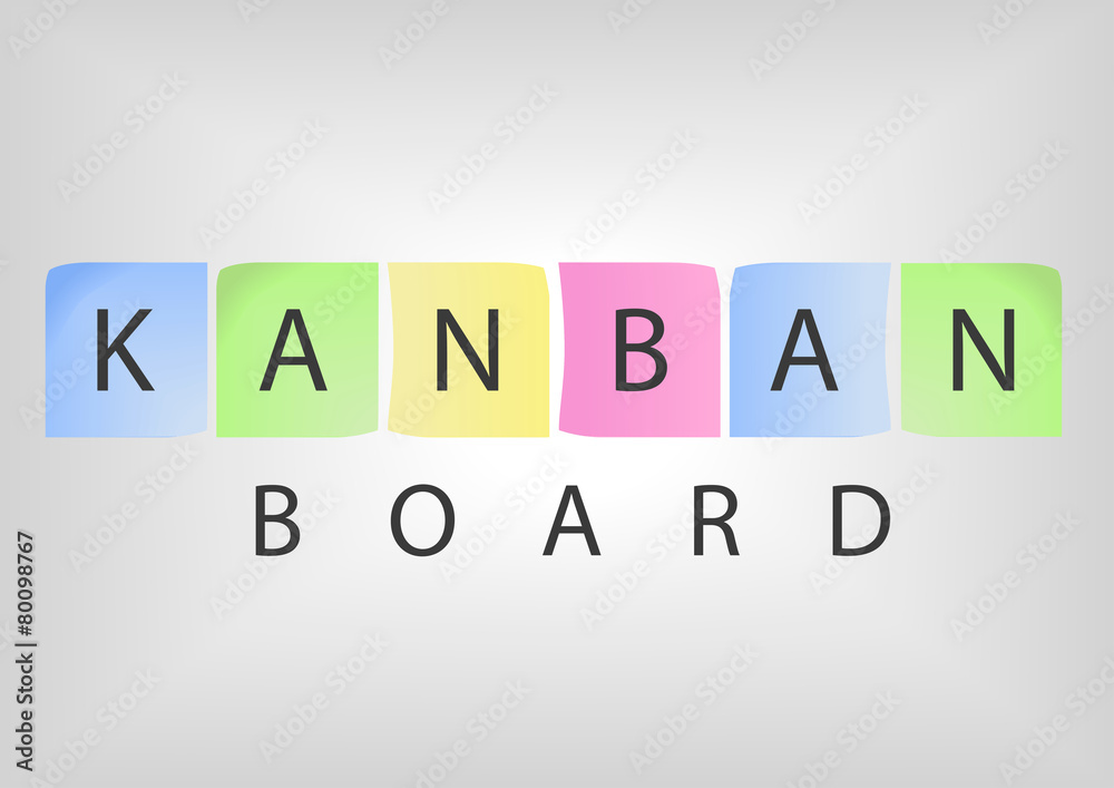 Kanban board title with colorful post-it notes Stock Vector | Adobe Stock