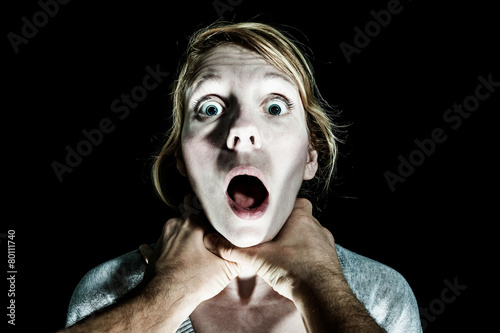 Fotografie, Obraz Woman Victim Being Strangle by her Boyfriend