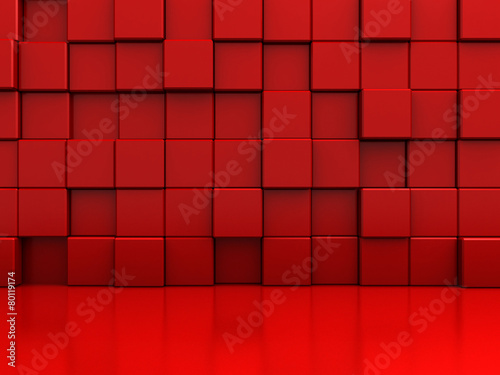 Dekoracja na wymiar  czerwone-abstrakcyjne-bloki-na-scianie-w-tle
