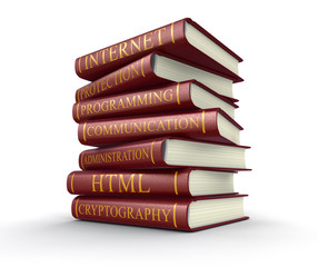 Poster - Stack of books on computer security (clipping path included)