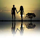 Fototapeta  - Adam and Eve in the eden