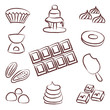 sweet chocolate doodle sketch icons set eps10