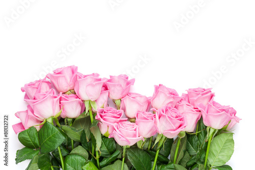 Naklejka - mata magnetyczna na lodówkę Pink roses bouquet. Isolated on white