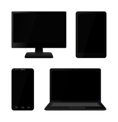 monitor, tablet, smartphone, laptop SET - leer schwarz