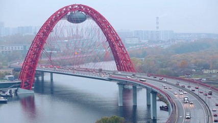 Wall Mural - Zhivopisny Bridge is cable-stayed bridge that spans Moskva River