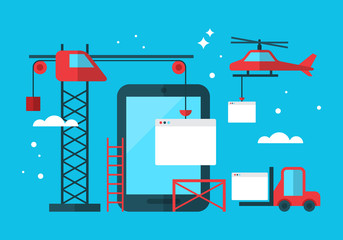 Tablet UI/UX design concept. Creating interface with flat modern