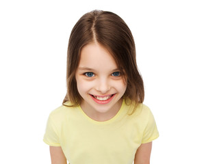 Sticker - smiling little girl over white background