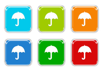 Wall Mural - set of squared colorful buttons with umbrella symbol