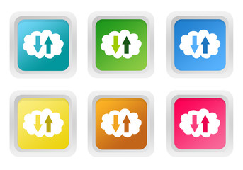 Wall Mural - set of squared colorful buttons with cloud symbol