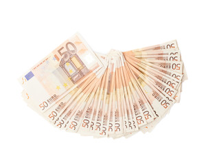 Canvas Print - Fifty euro bank notes arranged like a fan