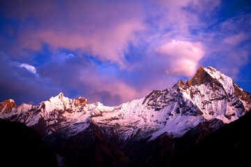 Wall Mural - Mount Machapuchare (Fishtail) at sunset, Nepal