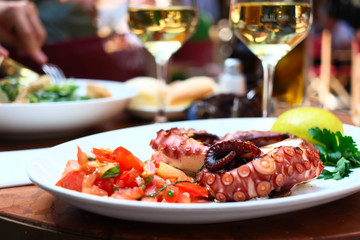 Octopus salad close up