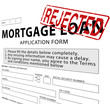 Mortgage loan application form with Rejected rubber stamp