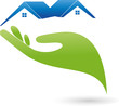 Logo, Immobilien, Zwei Häuser, Hand