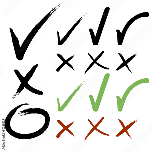 Fotografía Hand drawn Check mark buttons. Vector illustration.