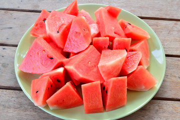 Fresh Watermelon on the table.