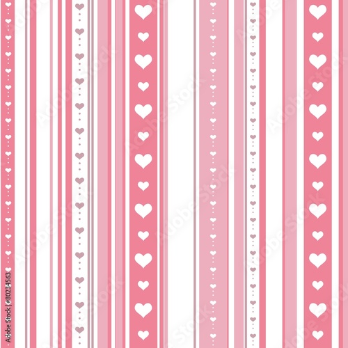 Naklejka dekoracyjna Seamless striped pattern with hearts
