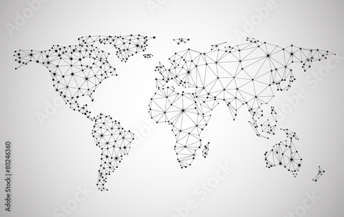 Global network mesh. Earth map.