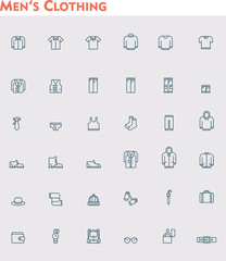 Wall Mural - Linear men clothes icon set