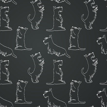 Sketched Dogs Seamless Pattern. Scottish Terrier