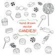 Set of hand drawn sweets and caramel candies