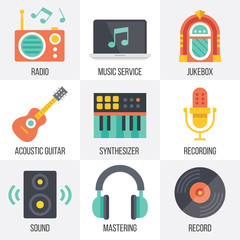 Poster - Vector music icons set. Set 11