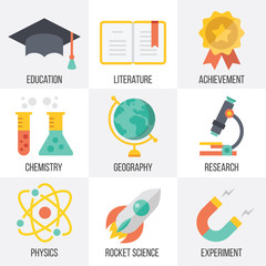 Poster - Vector education and science icons set. Set 13