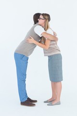 Poster - Geeky hipster couple hugging