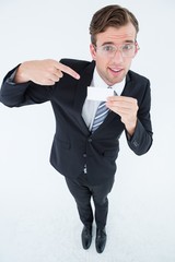 Poster - Geeky businessman showing card