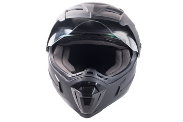 black motorcycle helmet isolated