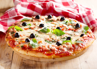 Poster - pizza with ham and olives