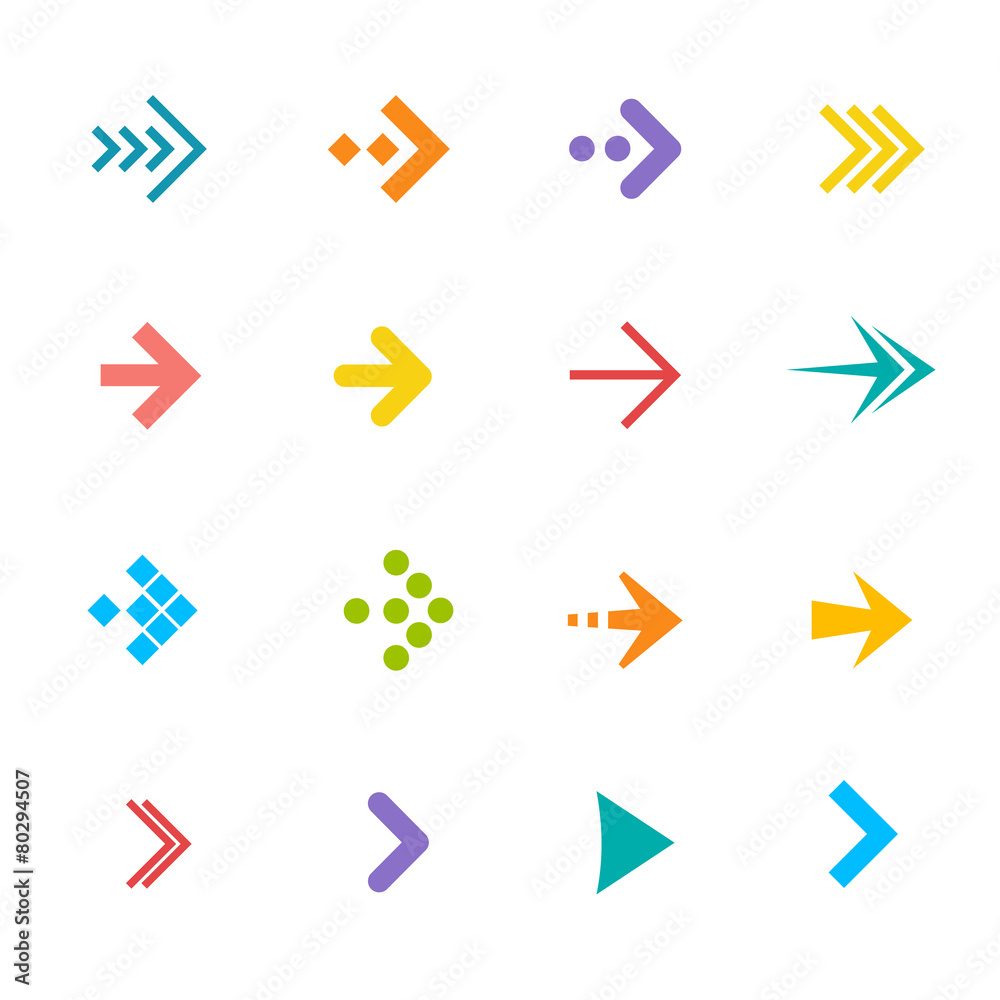 Vector colorful arrows set. Flat Design - obrazy, fototapety, plakaty 