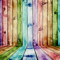 Wall Mural - colored planks