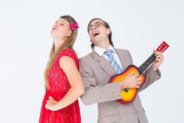 Poster - Hipster couple having fun together
