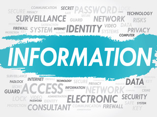 Poster - INFORMATION word cloud, security concept