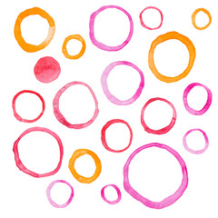 Wall Mural - hand draw watercolor rings circle round stains art paint vector