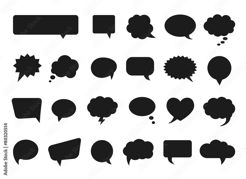 Talk and think vector comics bubbles silhouettes - obrazy, fototapety, plakaty 