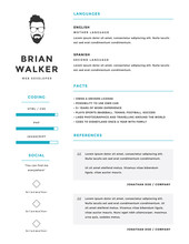Clean And Minimalistic Personal Vector Resume / Cv Template