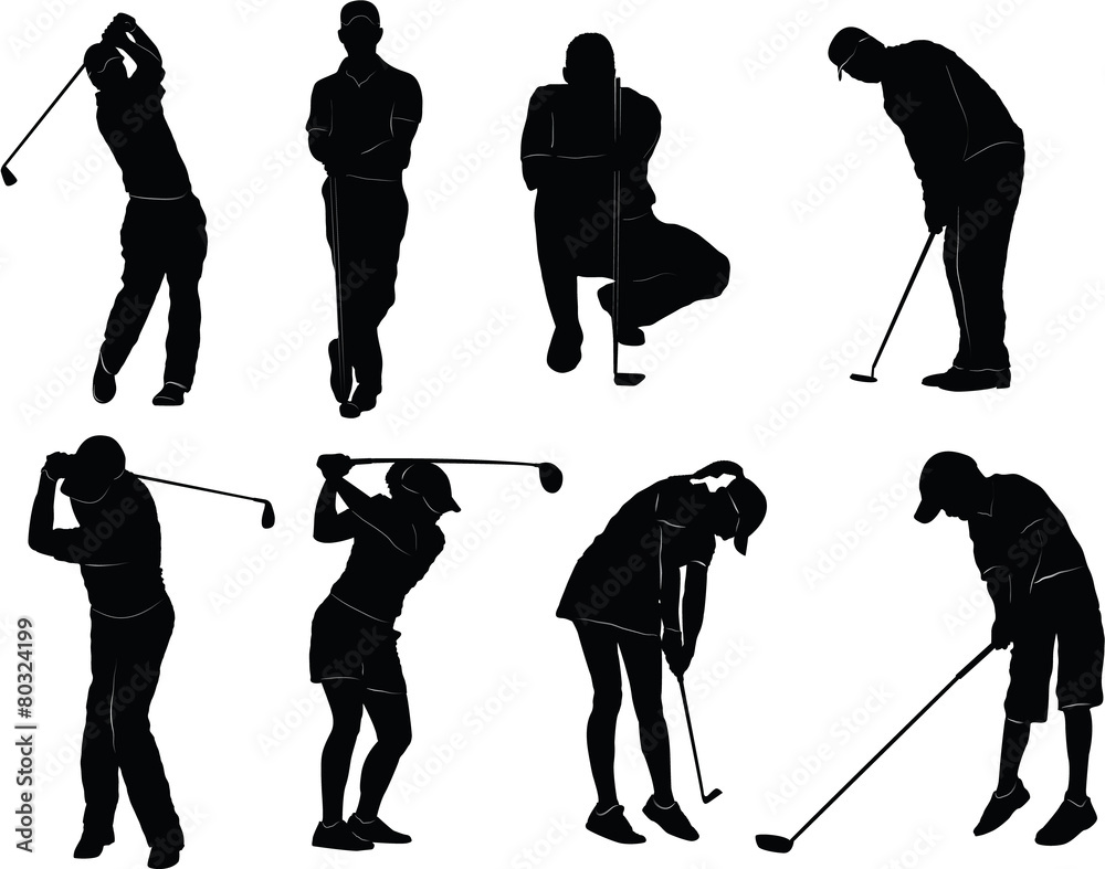 Vector silhouette of a man who plays golf Stock Vector | Adobe Stock
