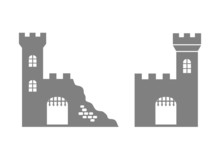 Castle Ruins Icon On White Background