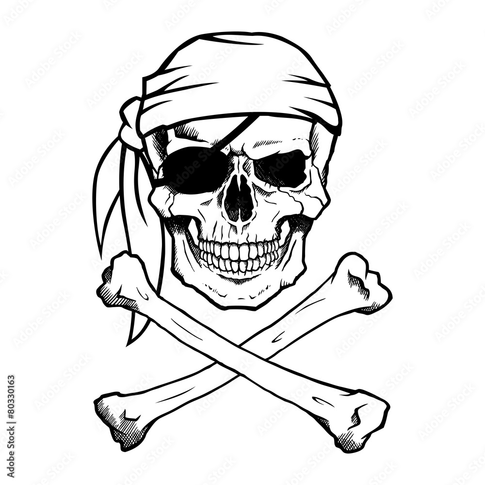 Vetor Jolly Roger pirate skull and crossbones do Stock | Adobe Stock