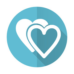 Poster - love blue flat icon sign hearts symbol